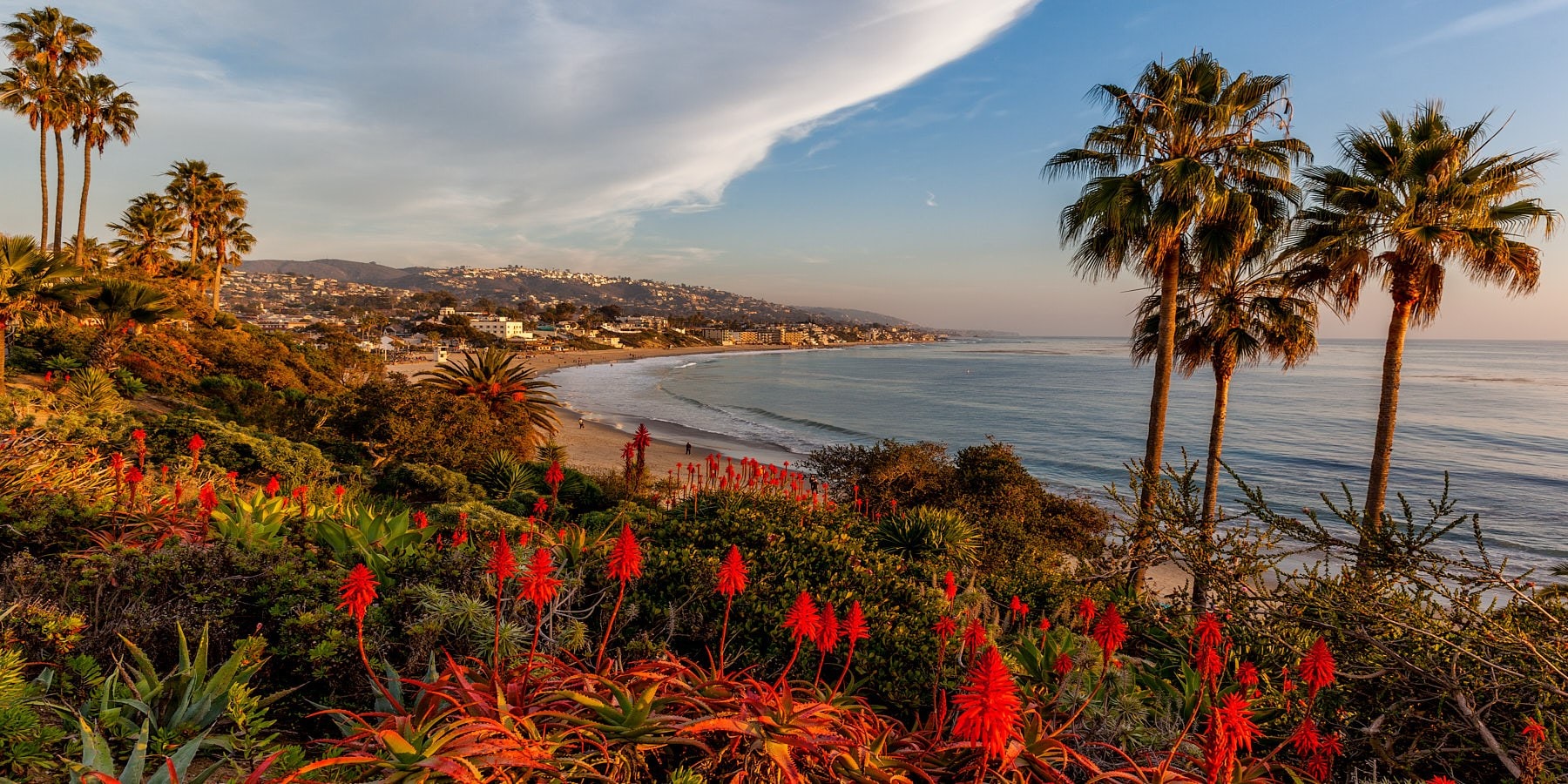 Golden-hour view over Laguna Beach from Heisler Park